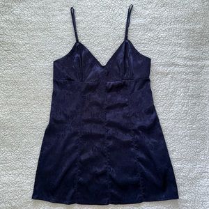 VTG Victoria's Secret Whimsy 90s Lace Up Satin Chemise Baby Doll slip dress blue